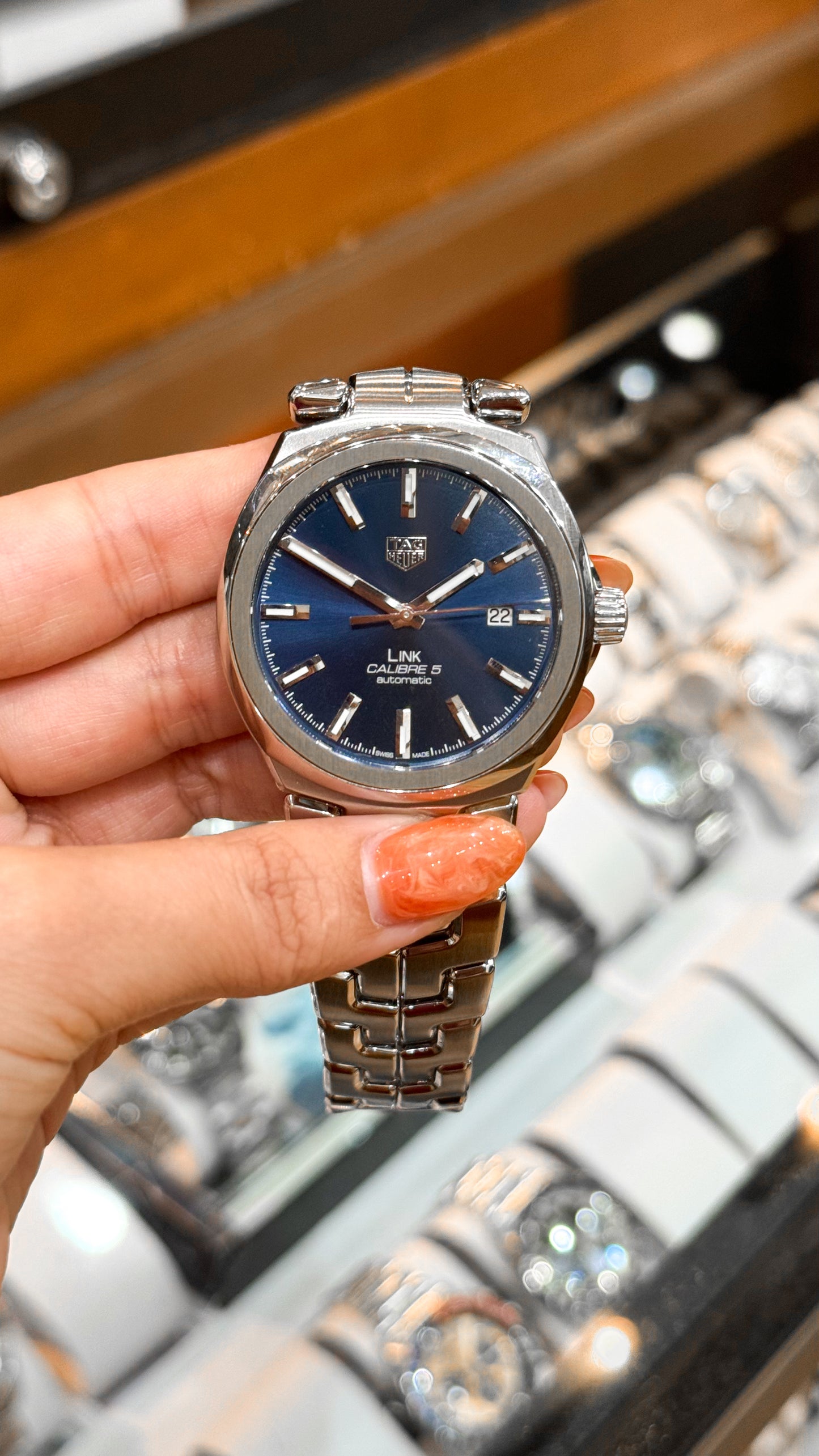 TAG Heuer Link 41 mm Calibre 5 Blue Dial Watch — Ref. WBC2112