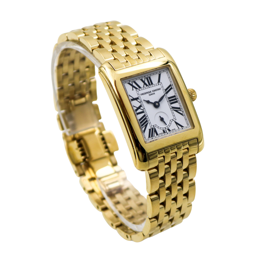 Frederique Constant Carrée Small Seconds yellow-gold tone angled left view