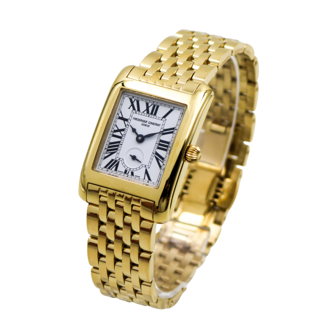 Frederique Constant Carrée Small Seconds yellow-gold tone angled right view
