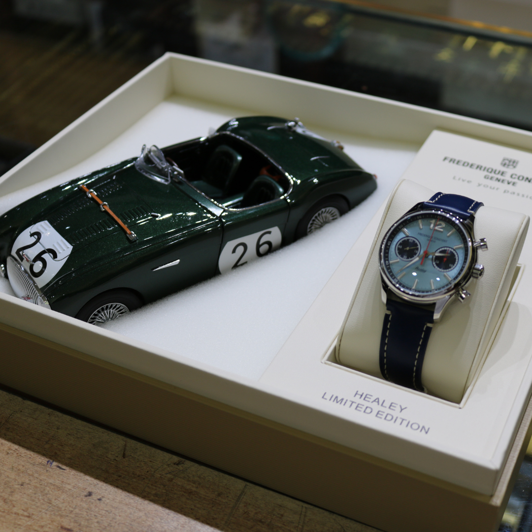 Frederique Constant Healey Chronograph 42 mm with model car in presentation box