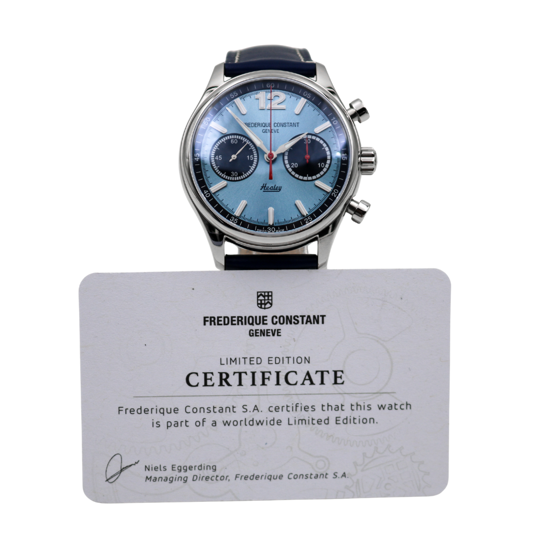 Frederique Constant Healey Chronograph 42 mm with limited edition certificate front