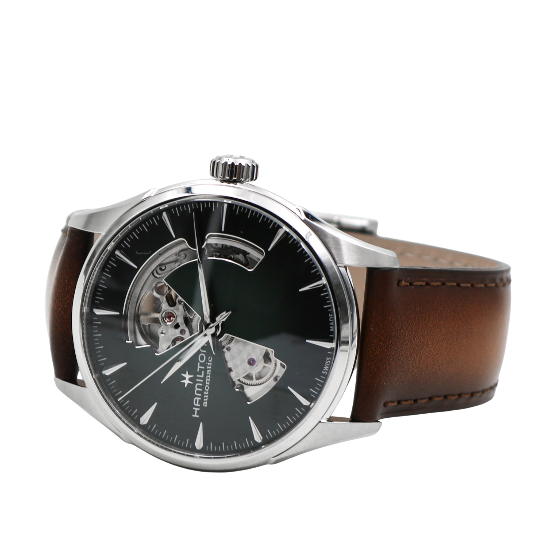 Hamilton Jazzmaster Open Heart 42 mm Green Dial Leather Watch – Ref. H32705560