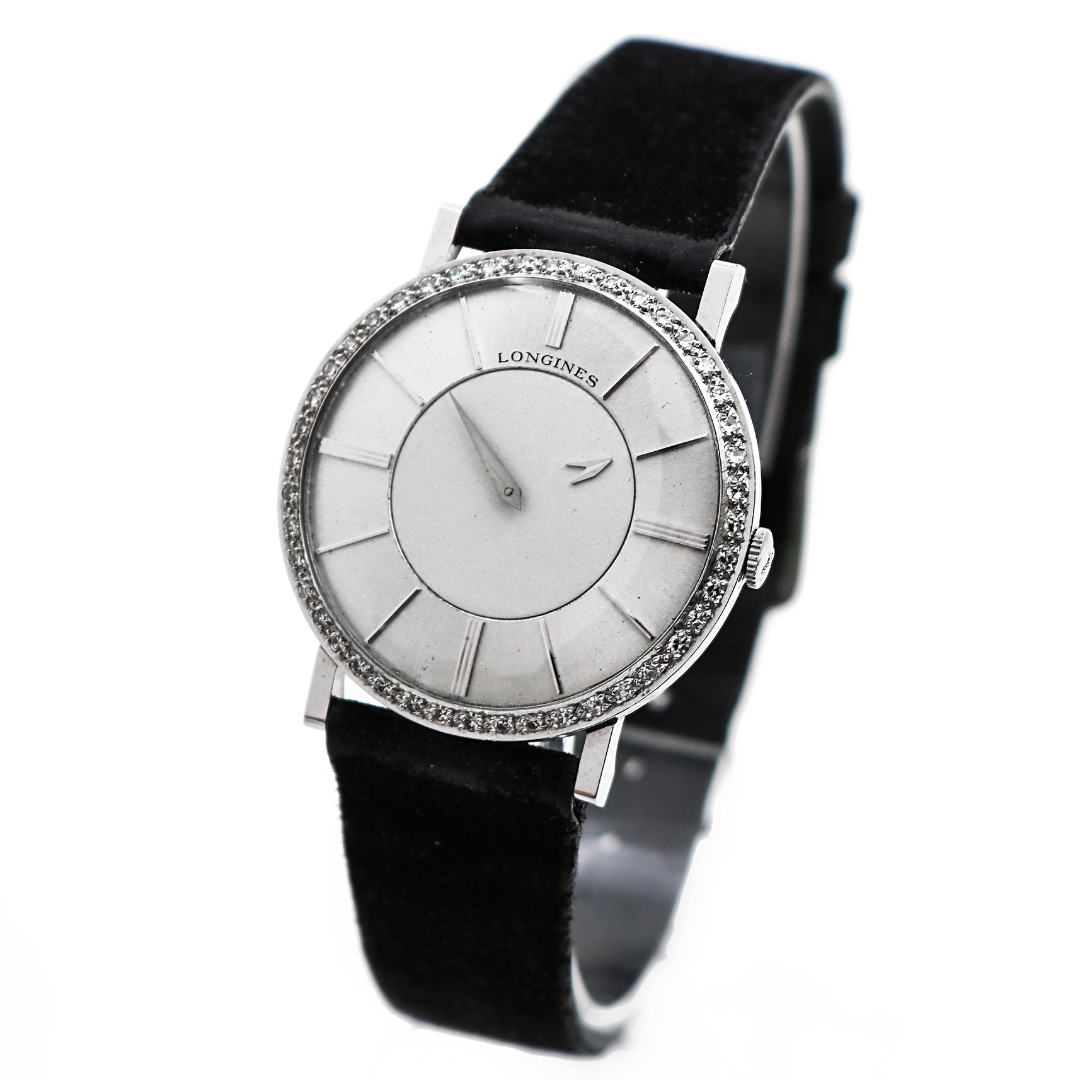 Longines Solid White Gold with Diamond Bezel