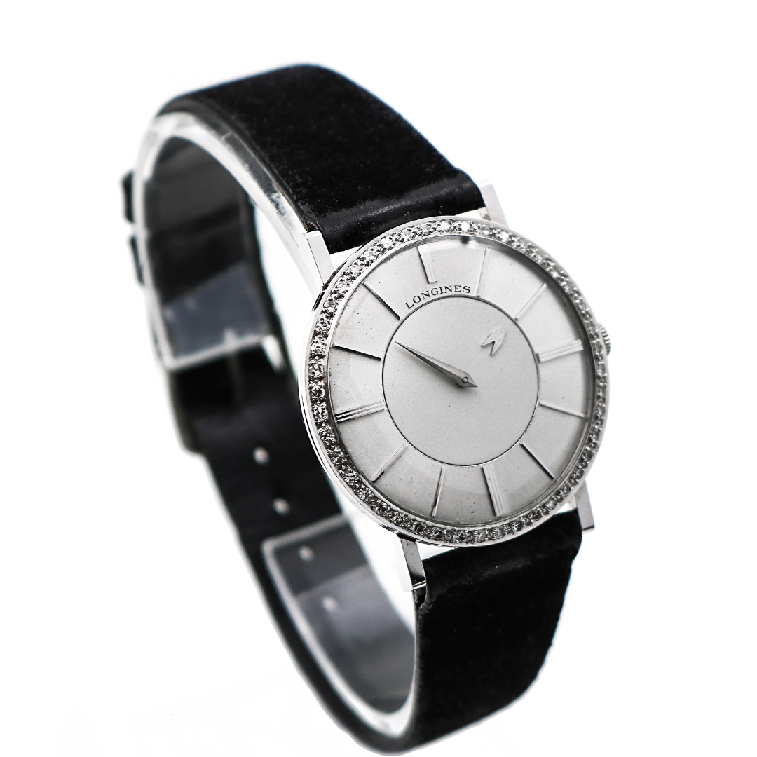Longines Solid White Gold with Diamond Bezel