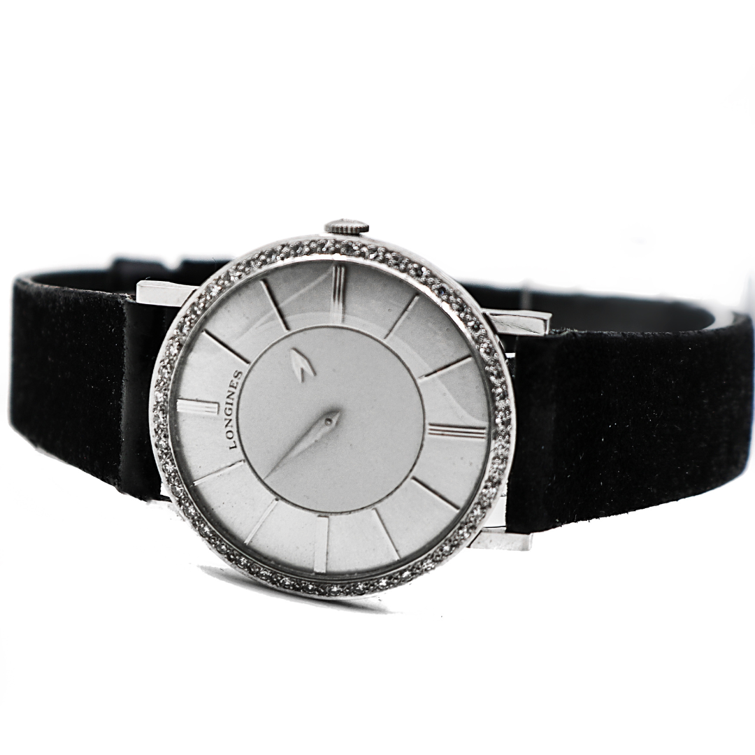 Longines Solid White Gold with Diamond Bezel