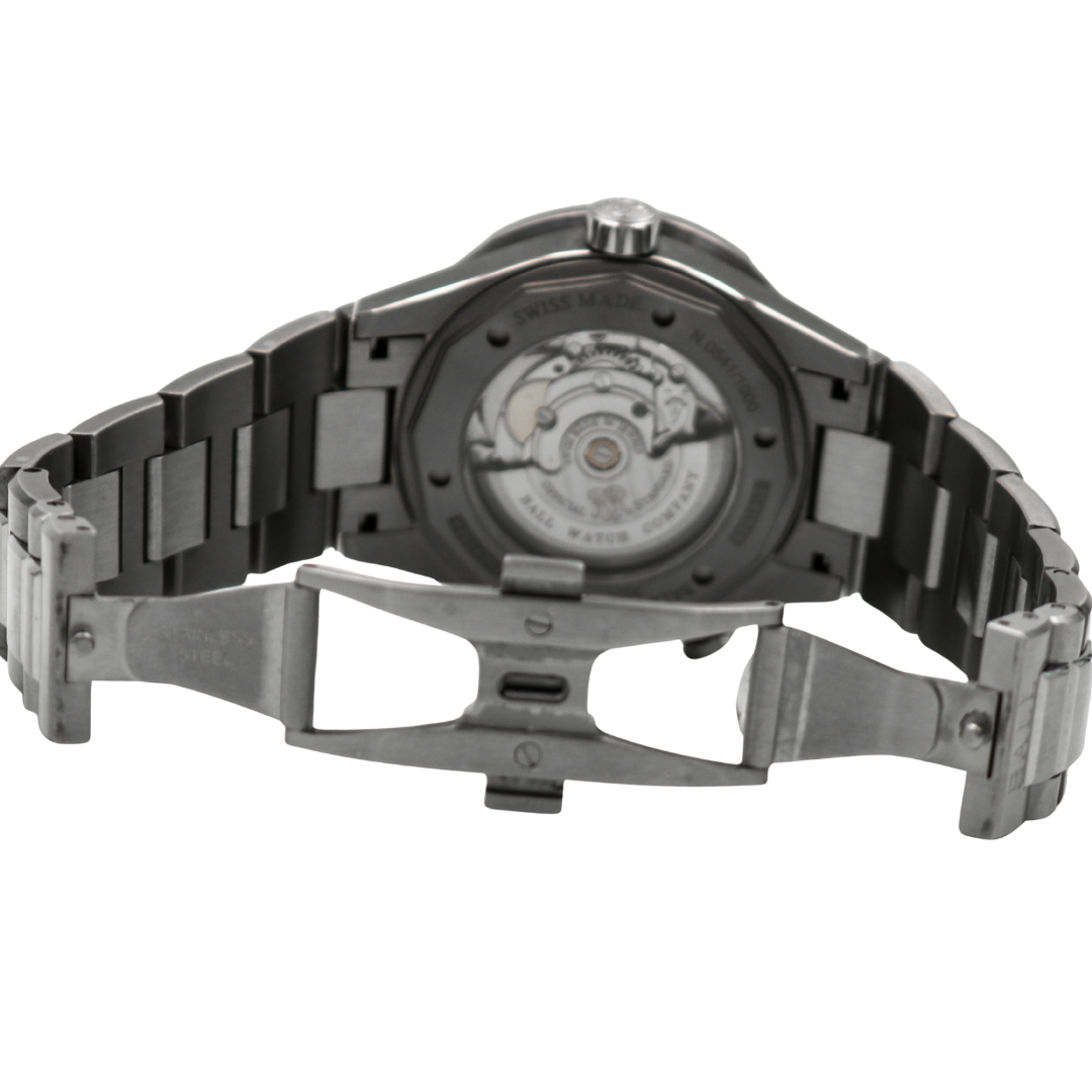 Open clasp and caseback of Ball Engineer III Maverick GMT watch