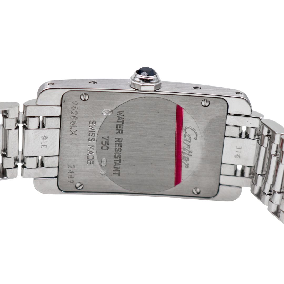 Cartier Ballon Bleu Small 18K White Gold watch caseback with engravings