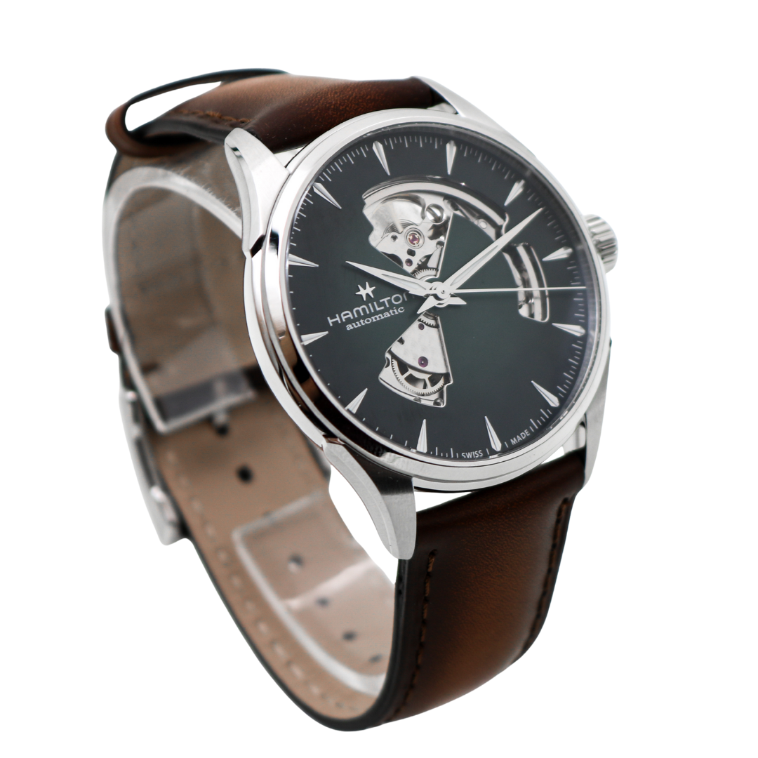 Hamilton Jazzmaster Open Heart 42 mm Green Dial Leather Watch – Ref. H32705560