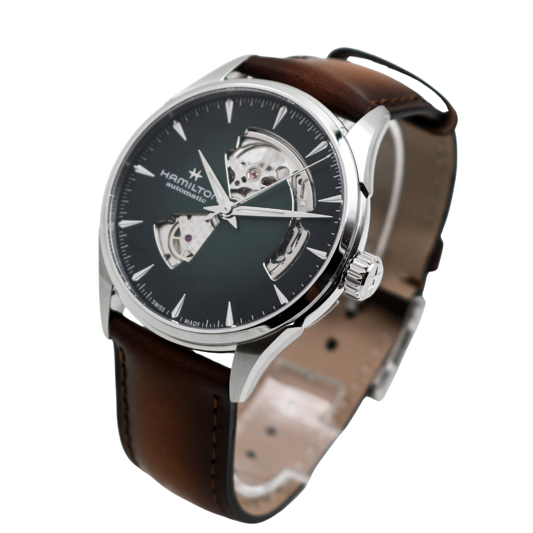 Hamilton Jazzmaster Open Heart 42 mm Green Dial Leather Watch – Ref. H32705560