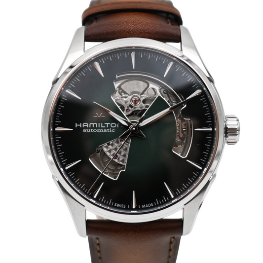 Hamilton Jazzmaster Open Heart 42 mm Green Dial Leather Watch – Ref. H32705560