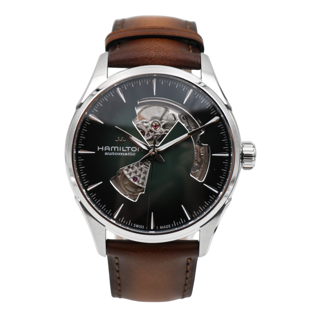 Hamilton Jazzmaster Open Heart 42 mm Green Dial Leather Watch – Ref. H32705560