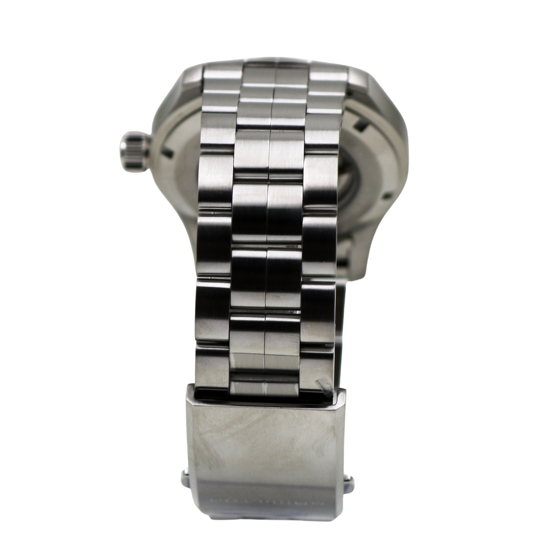 Top view of green dial Hamilton Khaki Field bracelet and clasp