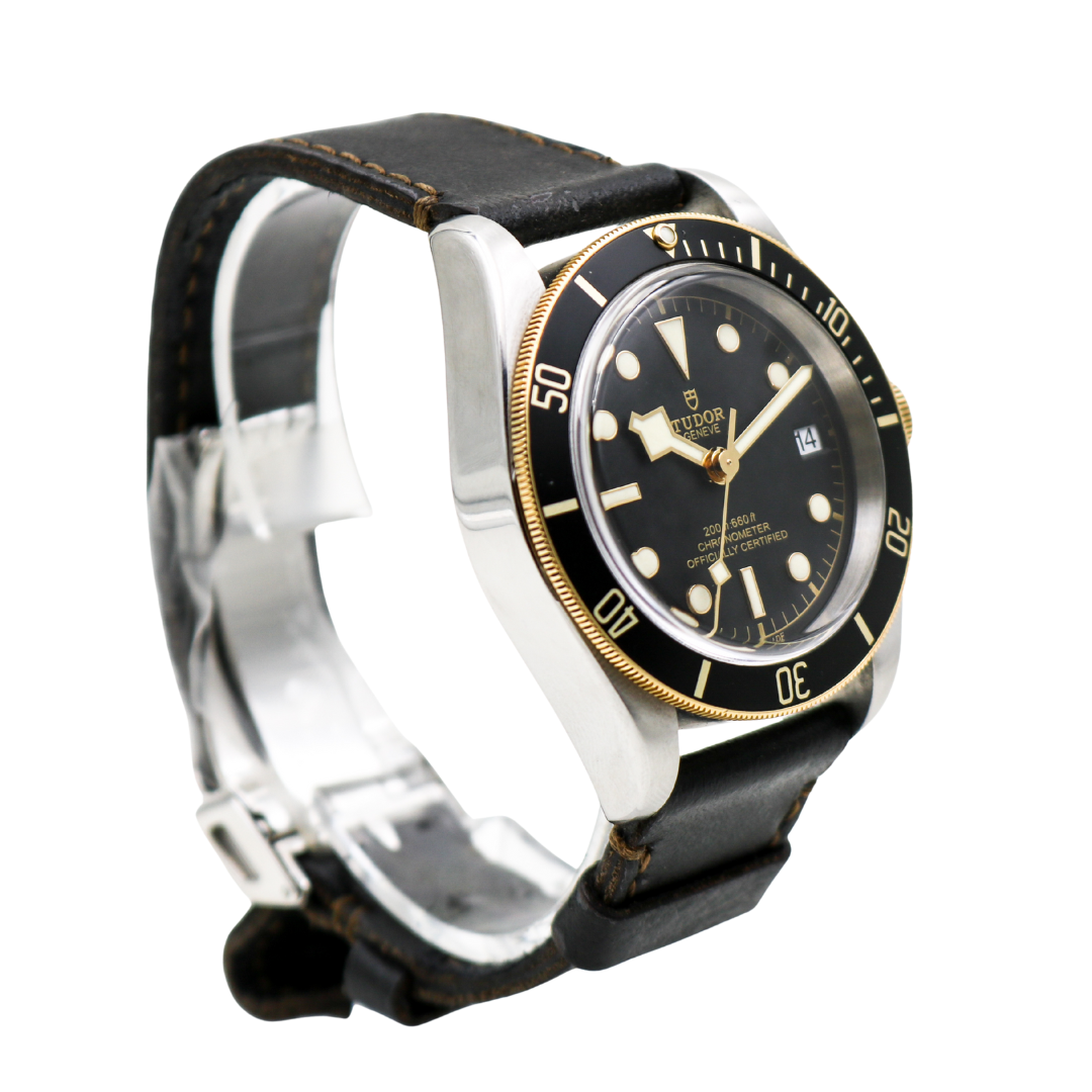 Tudor Black Bay 41mm Black Dial watch, angled left view