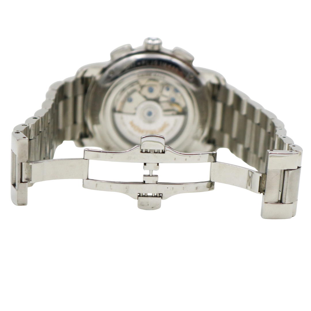 Close-up of the Montblanc 4810 with the deployment clasp opened, showing internal mechanics.