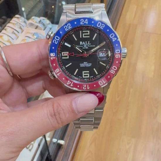 A video of Ball Engineer III Maverick GMT watch held in hand