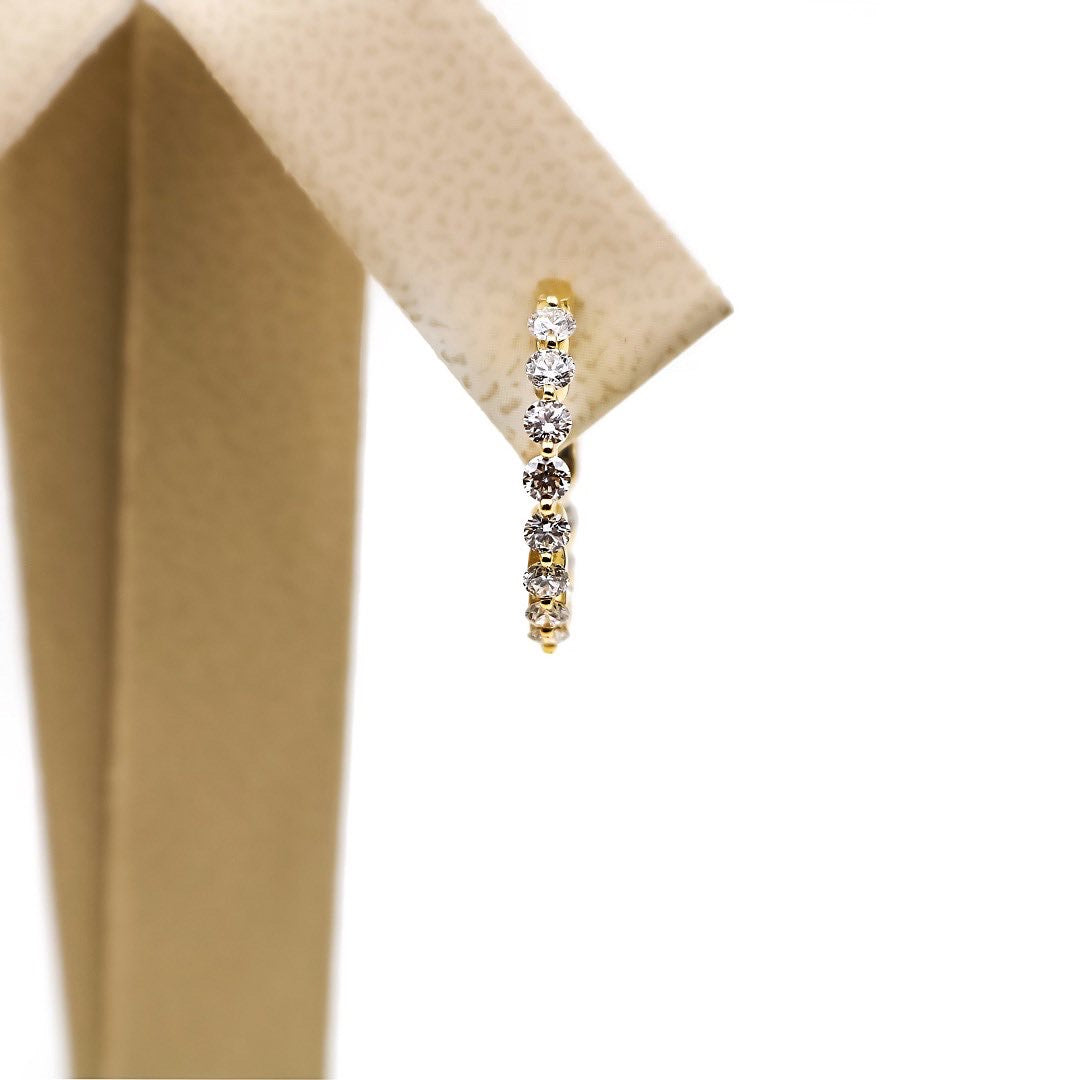 18k Gold In/Out Diamond Hoops