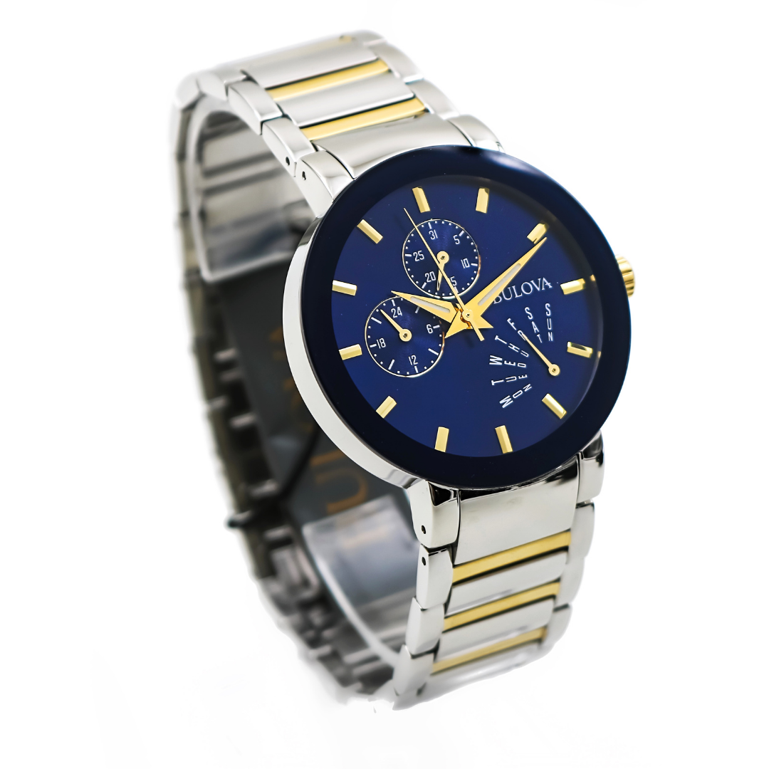 Bulova Futuro Modern Blue & Gold Quartz Luxury Casual