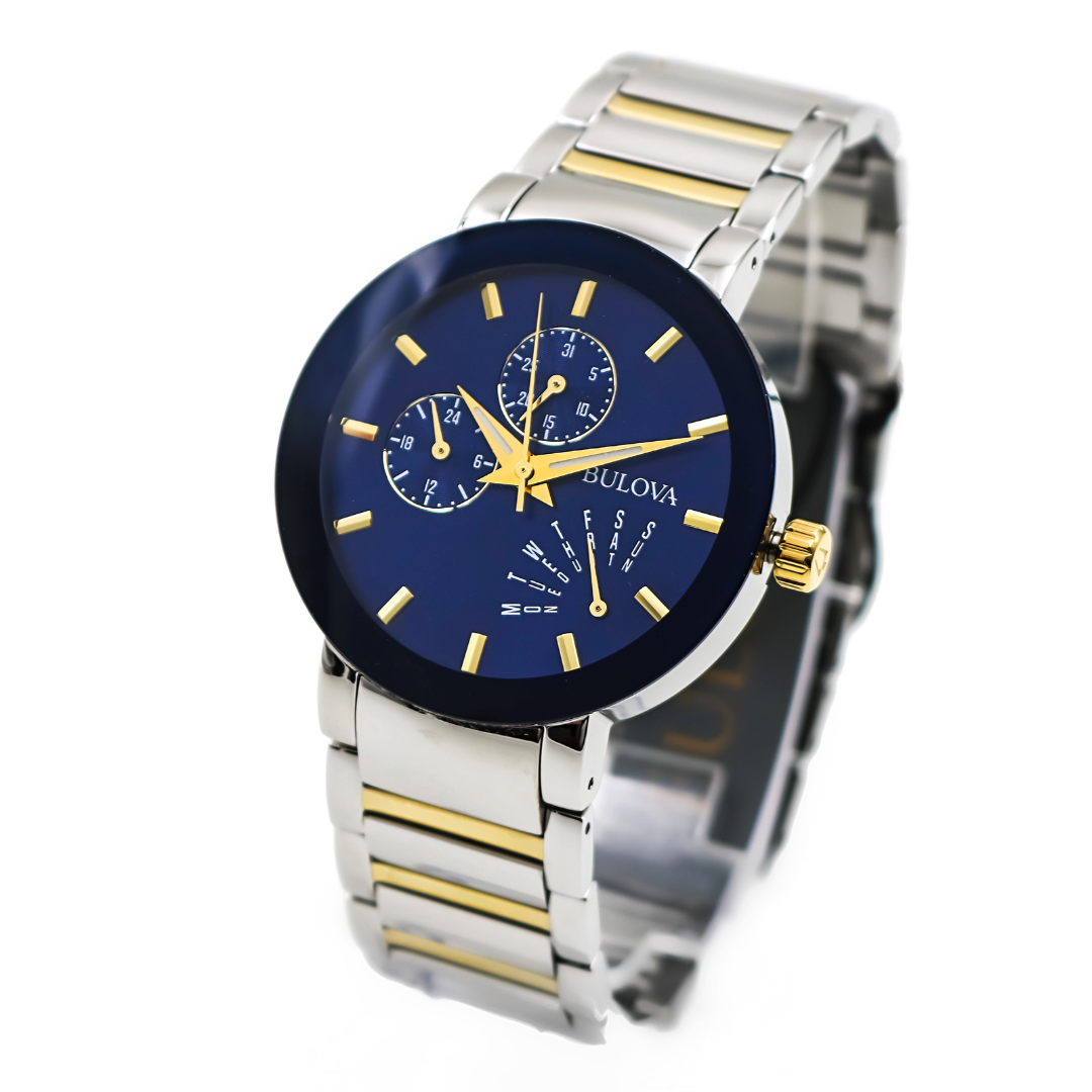 Bulova Futuro Modern Blue & Gold Quartz Luxury Casual