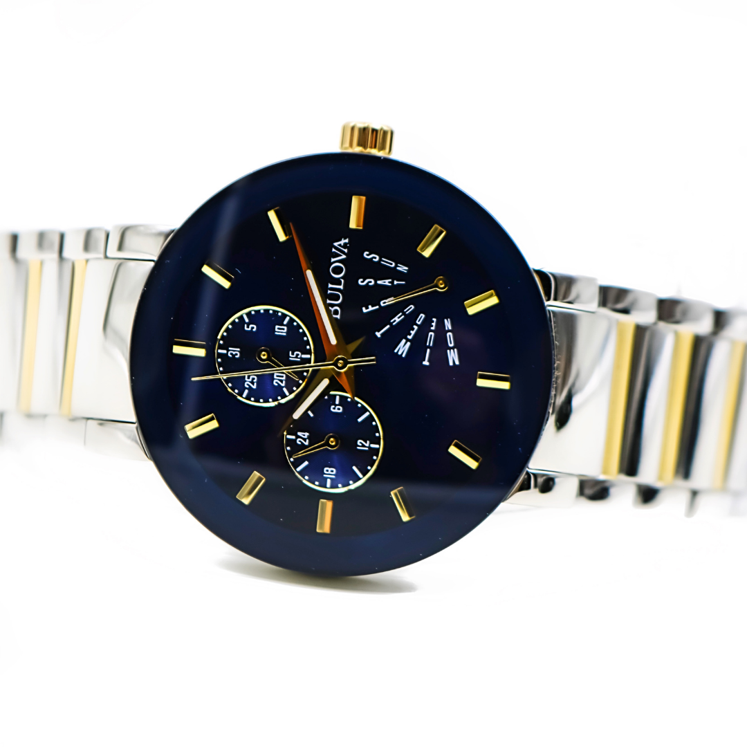 Bulova Futuro Modern Blue & Gold Quartz Luxury Casual