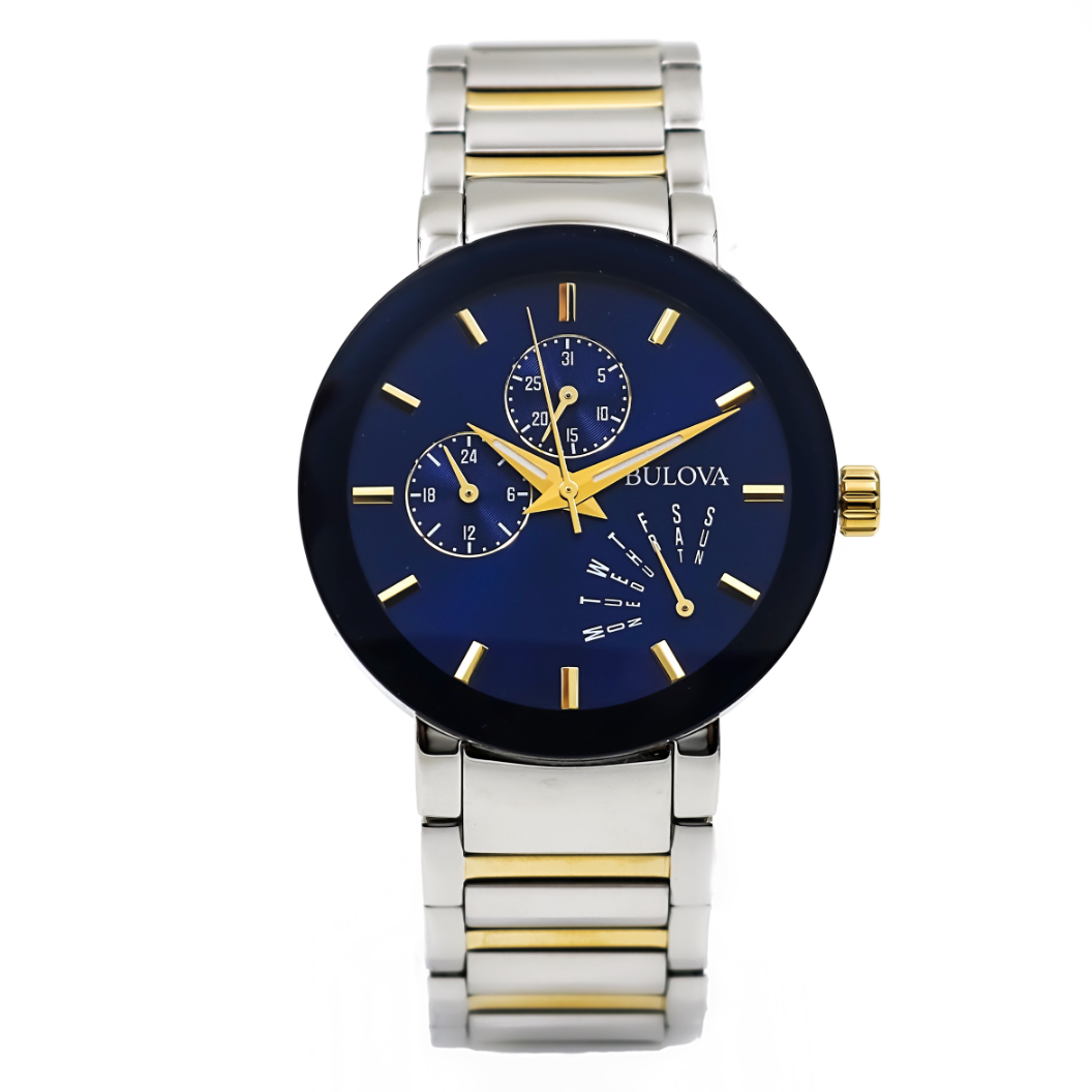 Bulova Futuro Modern Blue & Gold Quartz Luxury Casual