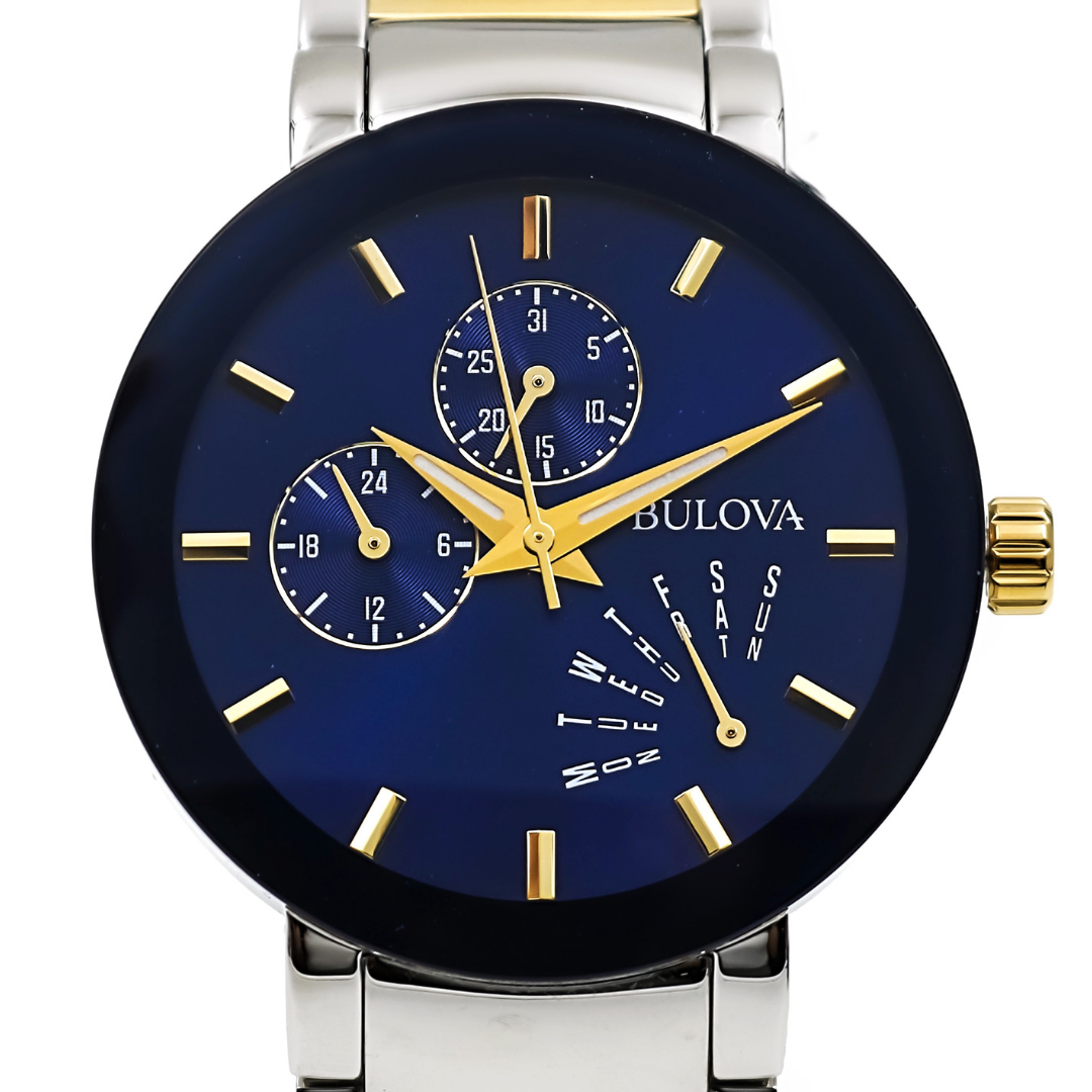 Bulova Futuro Modern Blue & Gold Quartz Luxury Casual
