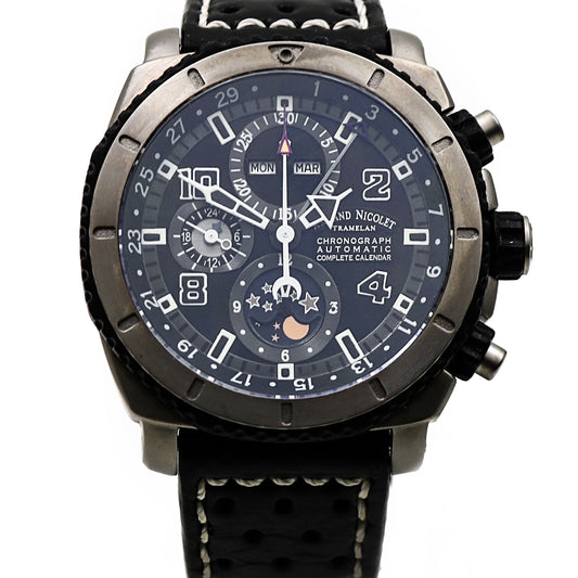 Armand Nicolet Chronograph Complete Calendar rare mens watch
