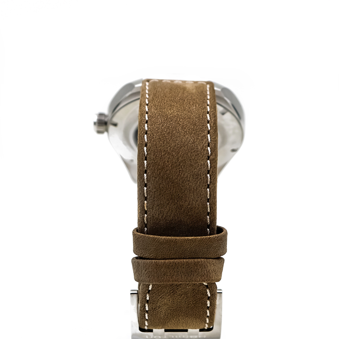  Hamilton Khaki Field Automatic Brown Calfskin Leather Mens Watch