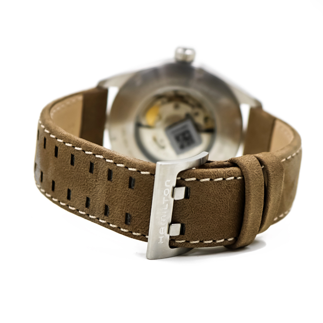  Hamilton Khaki Field Automatic Brown Calfskin Leather Mens Watch