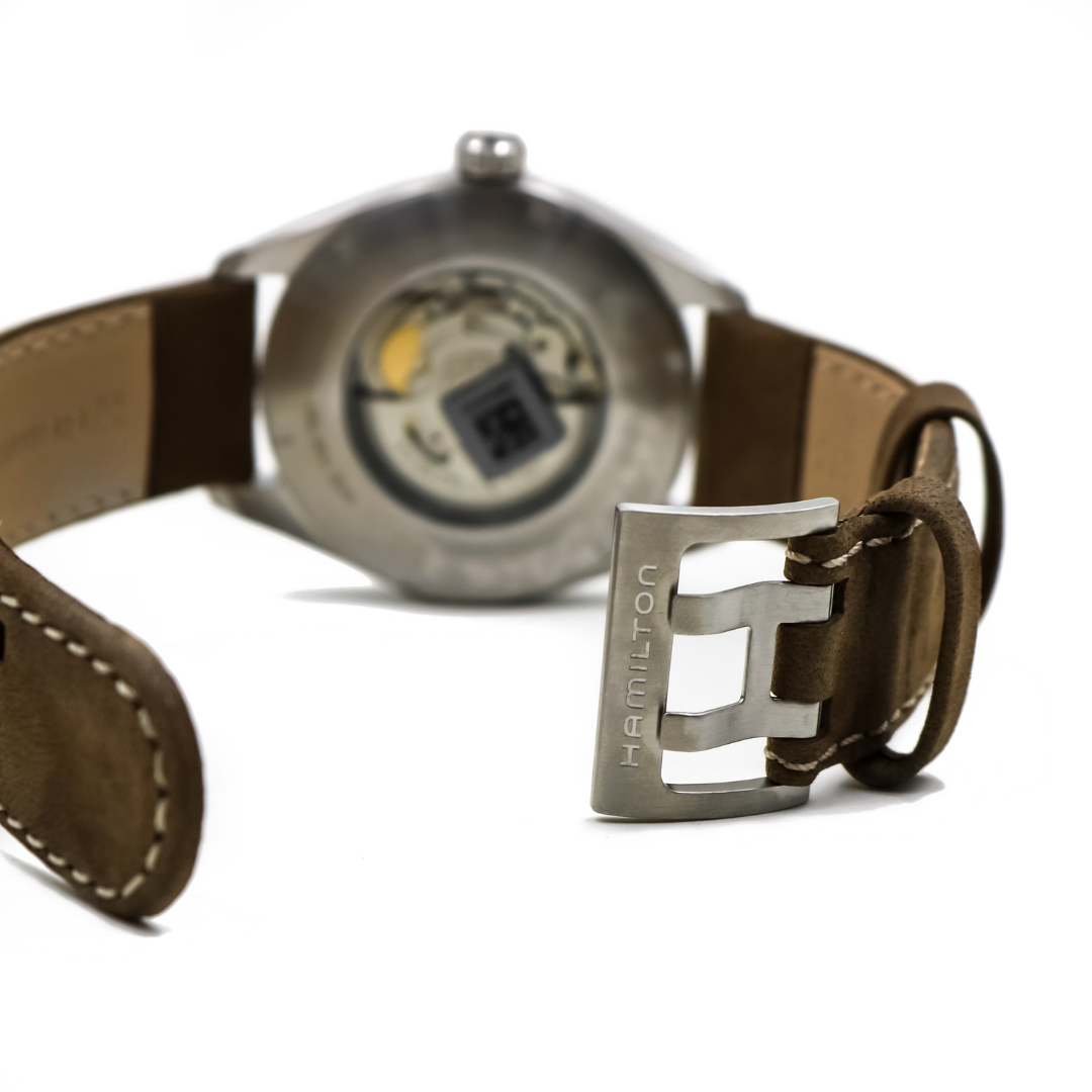  Hamilton Khaki Field Automatic Brown Calfskin Leather Mens Watch