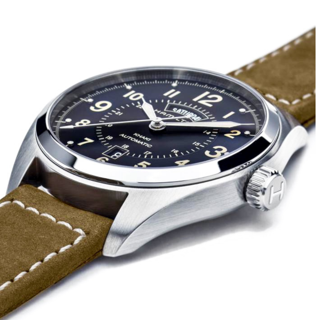  Hamilton Khaki Field Automatic Brown Calfskin Leather Mens Watch