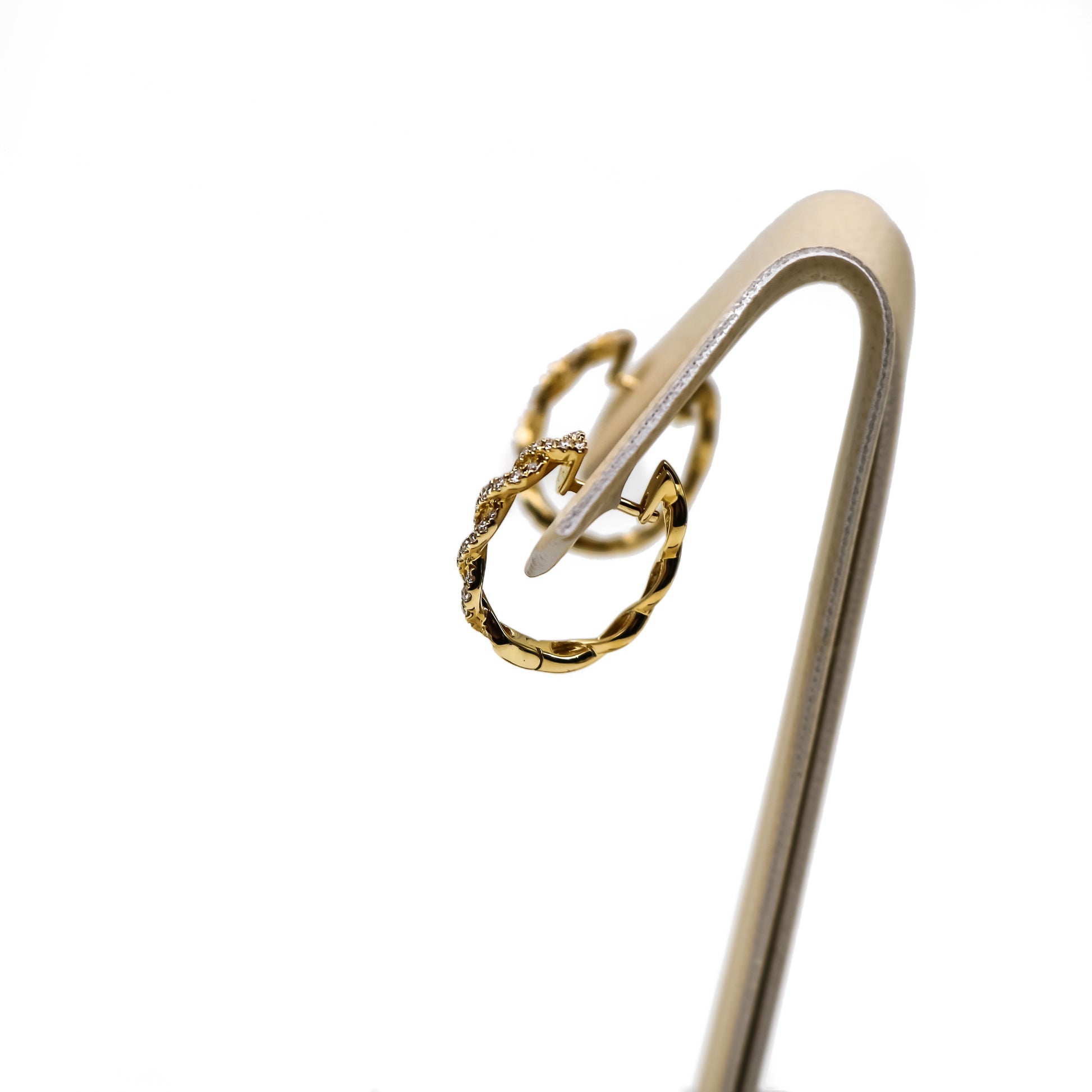 14k Gold Diamond Twisted Hoops earrings