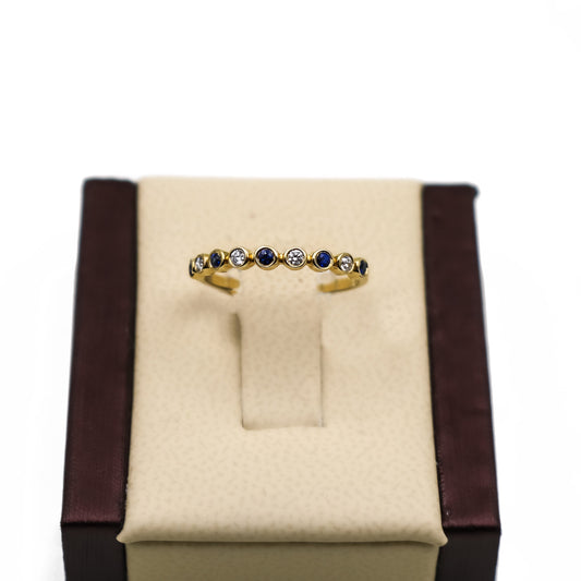 14K Gold stackable ring with Diamond and Sapphire Stones