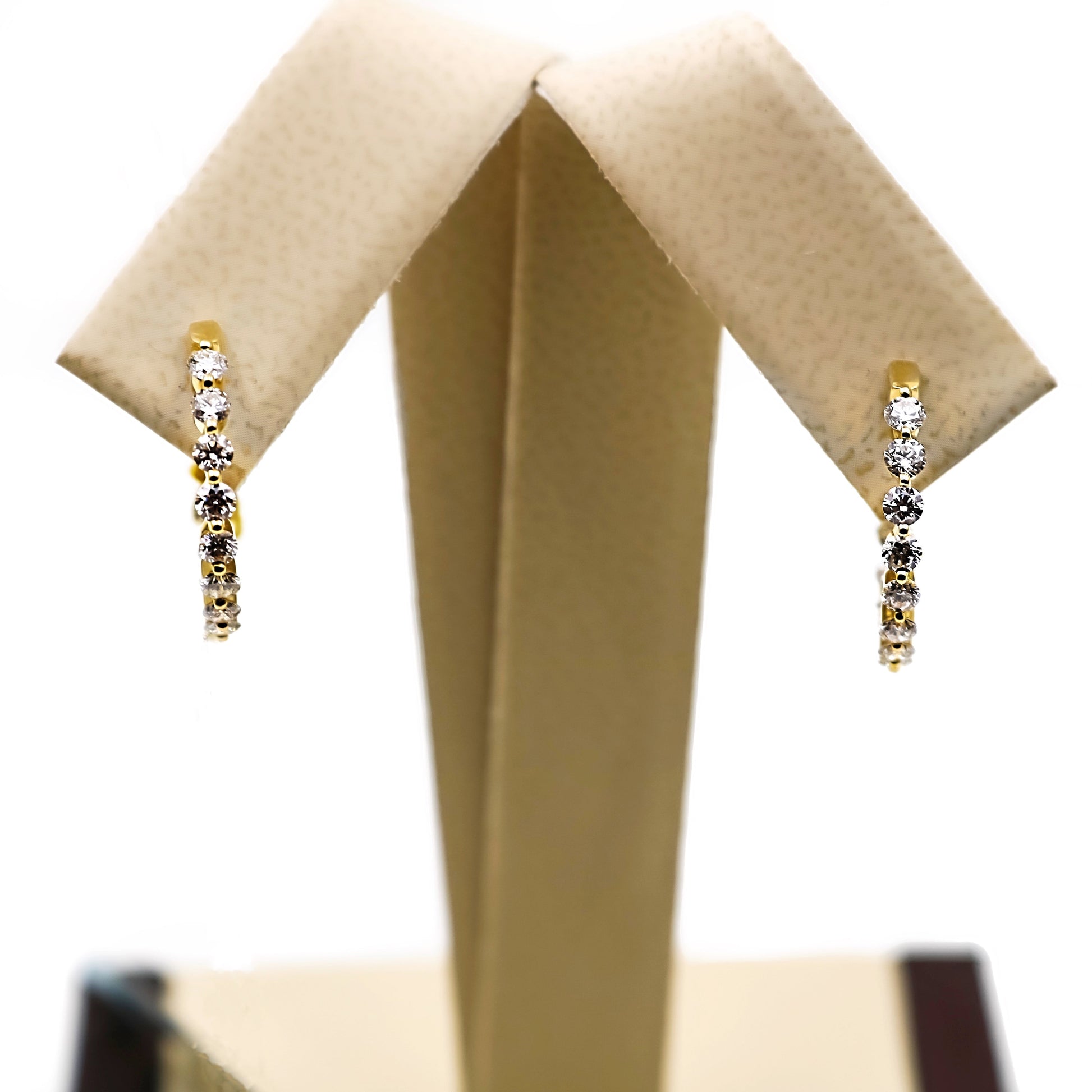 18k Gold In/Out Diamond Hoops